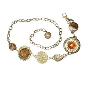 Chico's Sunburst Medallion Chain Belt Body Jewelry